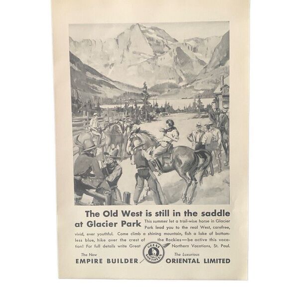 Vintage 1931 Great Northern Old West at Glacier Park Ad Advertisement - Picture 4 of 4